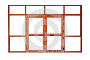 brown wooden door frame isolated on a white background