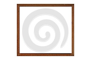 Brown wooden frame isolated on white background