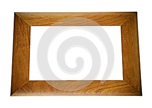 Brown wooden frame isolated on white background