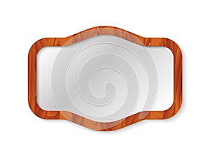 Brown wooden frame isolated on a white background. Vector stock illustration for card