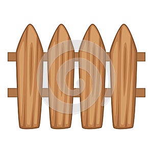 Brown wooden picket fence icon, cartoon style photo