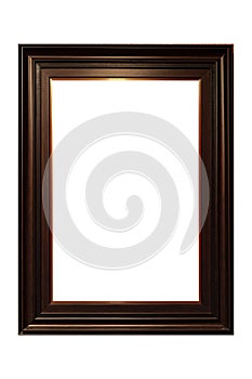 Brown wooden picture frame  isolated on a white background