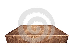 Brown wooden plank, tabletop isolated on white background