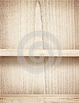 Brown wooden plank texture with shelfs.