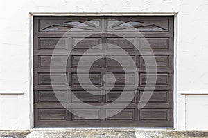 Brown wooden shutter garage door for automatic rolling