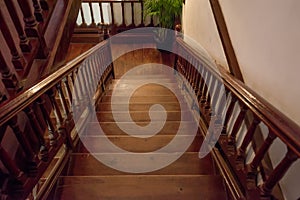 Brown wooden staircase