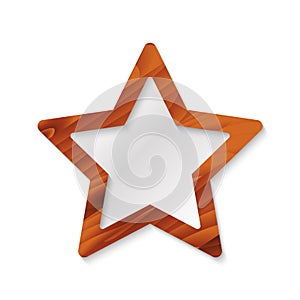 Brown wooden star frame isolated on a white background. Vector illustratio