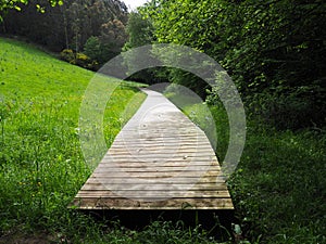 brown wooden walkway, mezonzo, la coruna, galicia, spain, europe