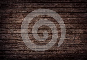 Brown wooden wall, planks, table, floor surface. Dark wood texture.