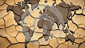 a brown worldmap where the world is all dryed up