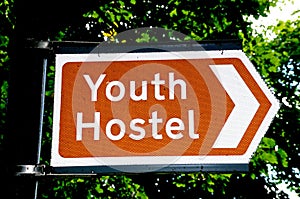 Brown Youth Hostel sign.