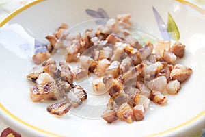 Browned bacon at breakfast