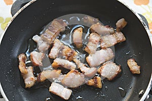 Browned bacon at breakfast