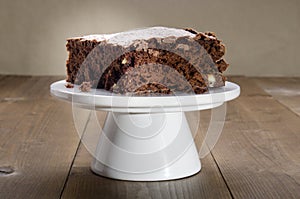 Brownie on a cake stand