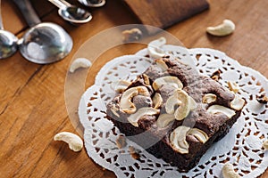 Brownie and cashew nut cake