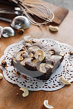 Brownie and cashew nut cake