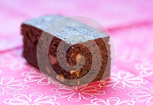 Brownie on pink background