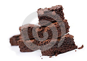 Brownie on white background