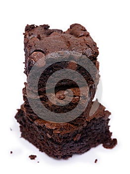 Brownie on white background