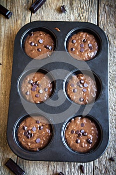 Brownies or chocolate muffins raw dough