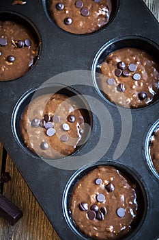 Brownies or chocolate muffins raw dough