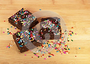 Brownies Decorated with Colorful Sprinkles