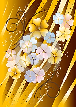 Brownish background with flowers..Background. Wall