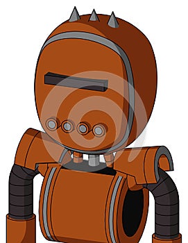 Brownish Droid With Bubble Head And Pipes Mouth And Black Visor Cyclops And Three Spiked