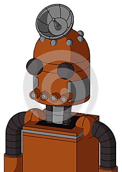 Brownish Droid With Dome Head And Pipes Mouth And Two Eyes And Radar Dish Hat