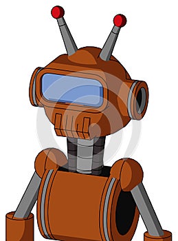 Brownish Droid With Rounded Head And Toothy Mouth And Large Blue Visor Eye And Double Led Antenna