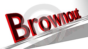 Brownout word in glossy red
