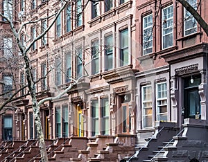 Brownstone buildings in the Upper West Side New York City photo