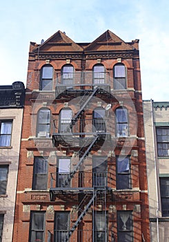 Brownstone with fire escape stairs