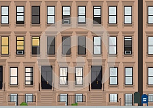 Brownstone old Manhattan New York city building vector illustration photo