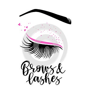 Brows and lashes lettering