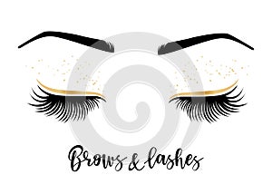 Brows and lashes lettering