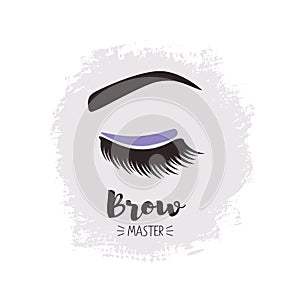 Brows and lashes lettering. For beauty salon, lash extensions maker, brow master.