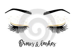 Brows and lashes lettering photo