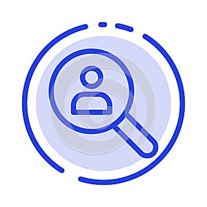 Browse, Find, Networking, People, Search Blue Dotted Line Line Icon