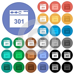 Browser 301 Moved Permanently round flat multi colored icons