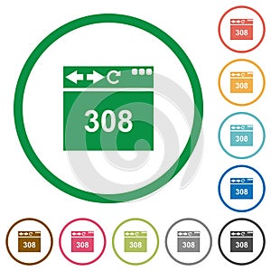 Browser 308 Permanent Redirect flat icons with outlines
