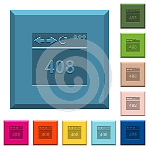 Browser 408 request timeout engraved icons on edged square buttons
