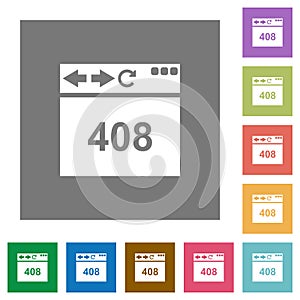 Browser 408 request timeout square flat icons