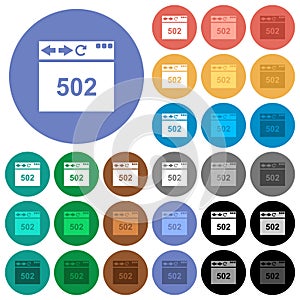Browser 502 Bad gateway round flat multi colored icons
