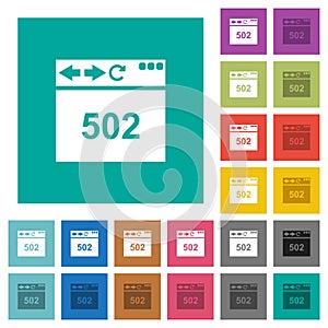 Browser 502 Bad gateway square flat multi colored icons