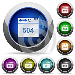 Browser 504 Gateway Timeout round glossy buttons
