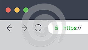 Browser Address Bar Showing Mandatory HTTPS Protocol - Secure Web Browsing and Connections Trend Design Concept