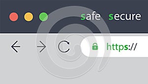 Browser Address Bar Showing Mandatory HTTPS Protocol - Secure Web Browsing and Connections Trend Design Concept