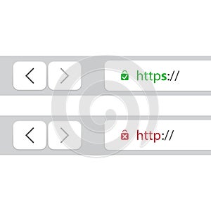Browser Address Bars Showing Secure and Insecure Web Addresses - Mandatory Secure Browsing and Connections Trend Concept