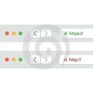 Browser Address Bars Showing Secure and Insecure Web Addresses - Mandatory Secure Browsing and Connections Trend Concept